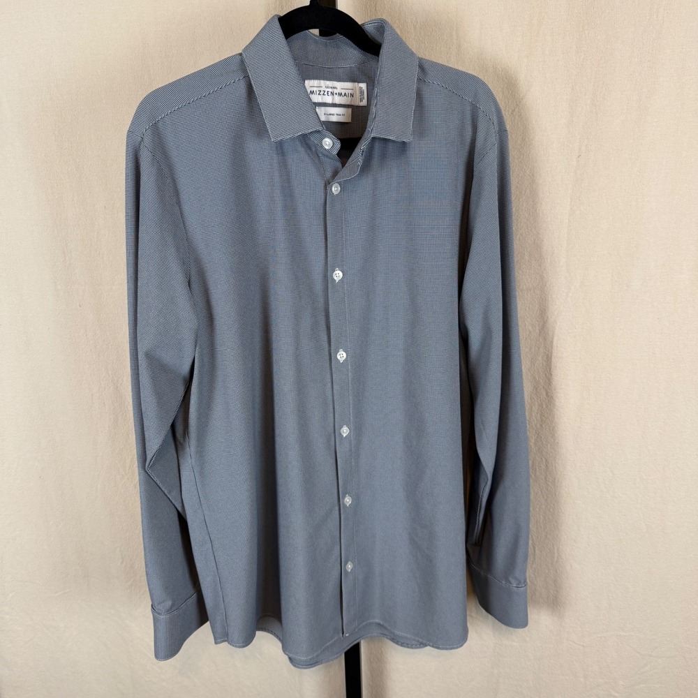 Mizzen+Main Leeward Mens X Large Trim‎ Fit Long Sleeve Dress Shirt Houndstooth